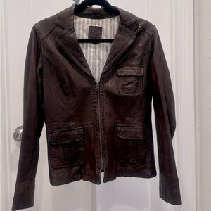 GAP fitted lined leather jacket/blazer fits sz 8/10